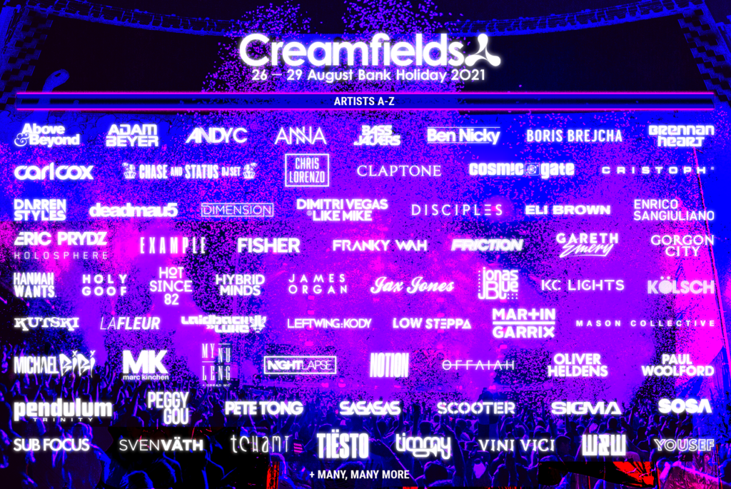 On July 30, Creamfields 2021 added over 40 new acts to its lineup which is scheduled to take place from Friday, August 26 to Monday, August 29.