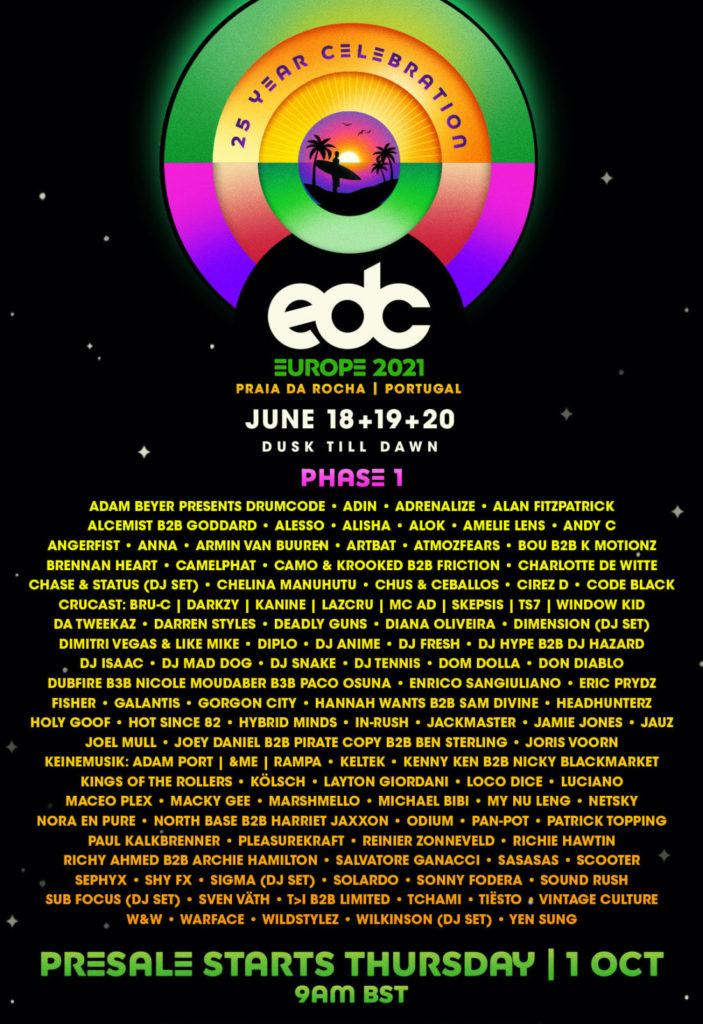 EDC Portugal 2021 announces its phase-one lineup