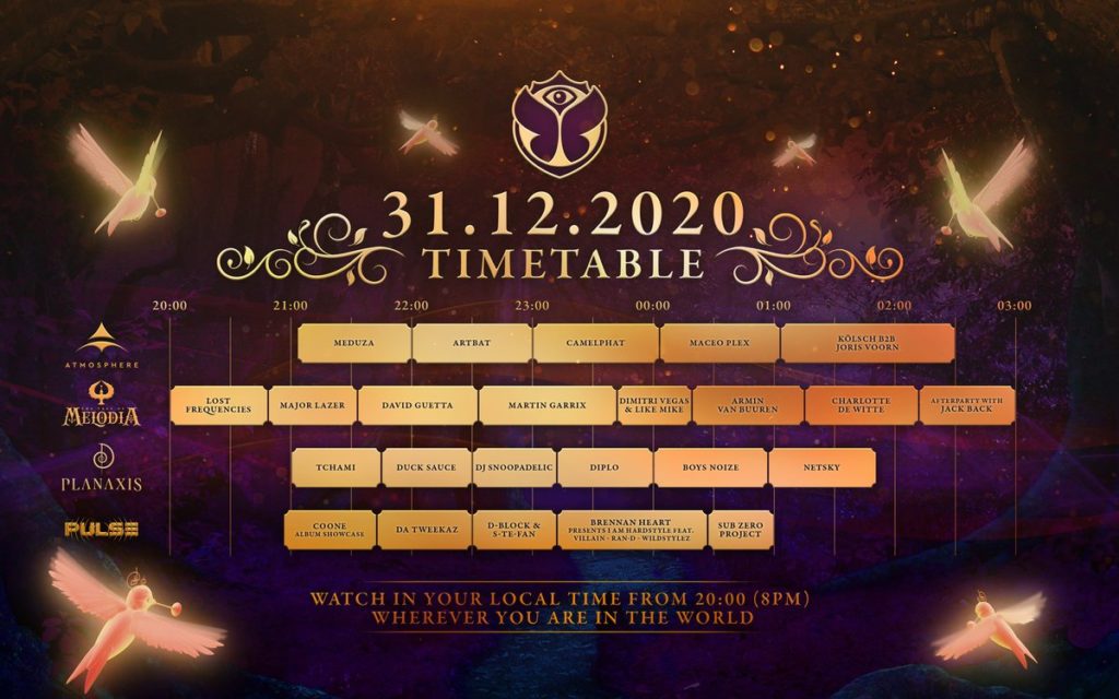 Tomorrowland New Years Eve set times