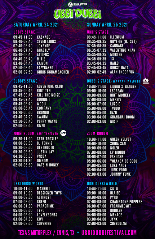 Ubbi Dubbi Festival 2021 Set Times