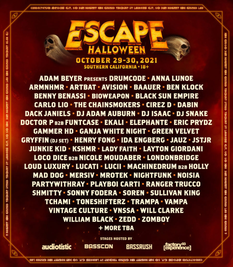 Escape Haloween 2021 Lineup