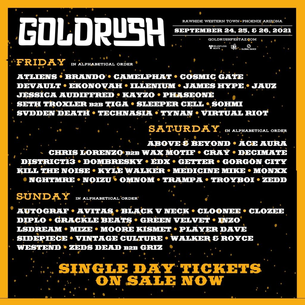 Goldrush Music Festival 2021 Lineup By Day