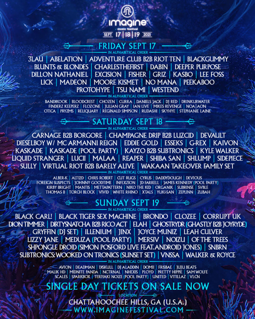 Imagine Music Festival 2021 Daily Lineups