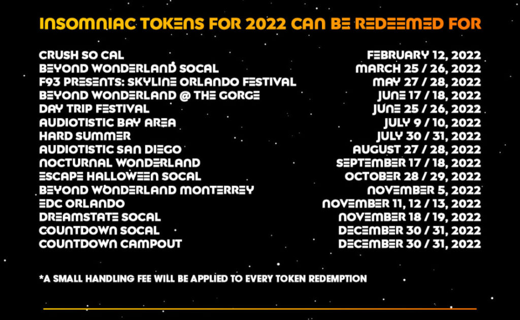Insomniac Events 2022 Tokens