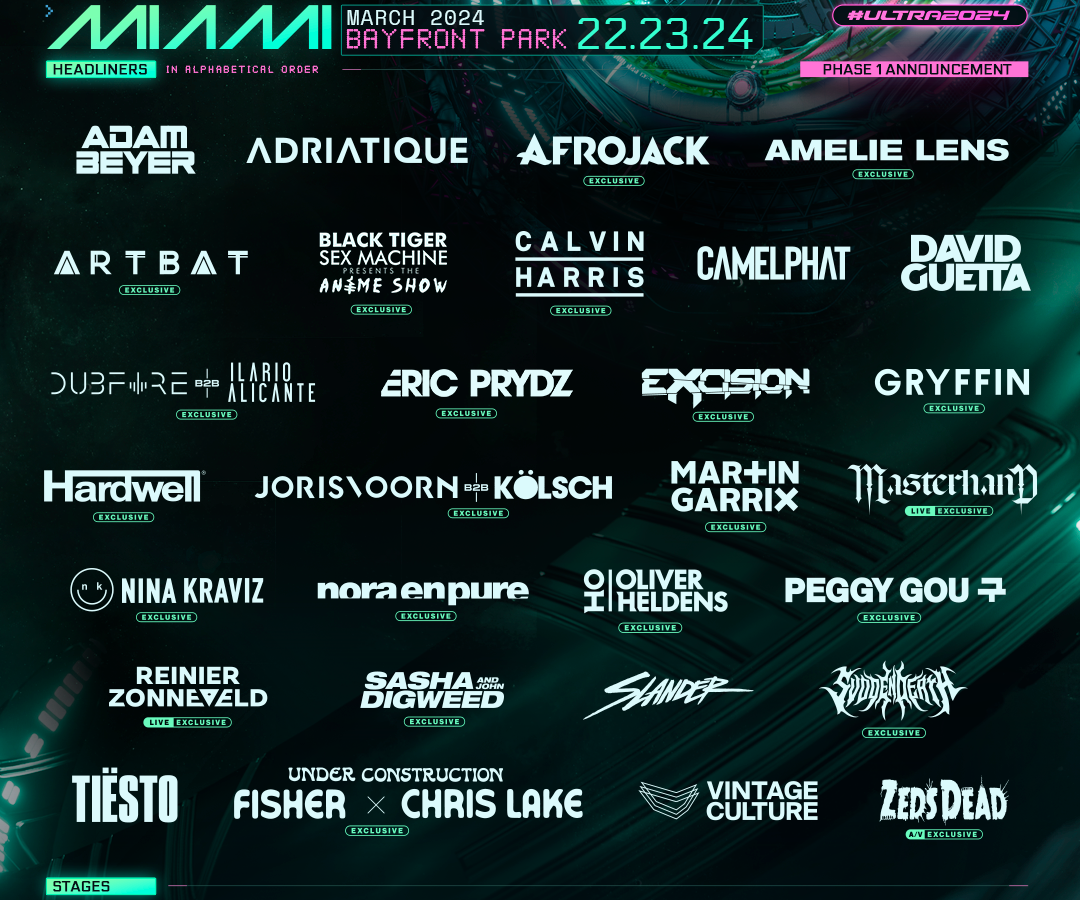 Ultra Music Festival 2024 reveals massive phase-one lineup - EDMunplugged